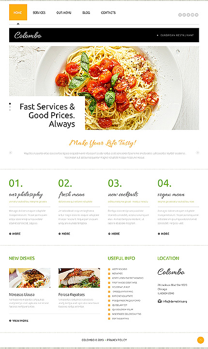 Kit Graphique #47358 Colombo Restaurant Joomla 3 Templates - Joomla Main Page preview