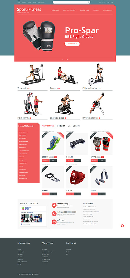 Kit Graphique #49146 Fitness E-boutique Prestashop Template - PrestaShop Main Page Screenshot