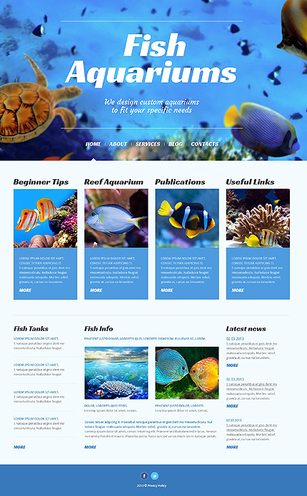 Kit Graphique #50525 Aquarius Aquarium Wordpress 3.x - WordPress main photoshop screenshot