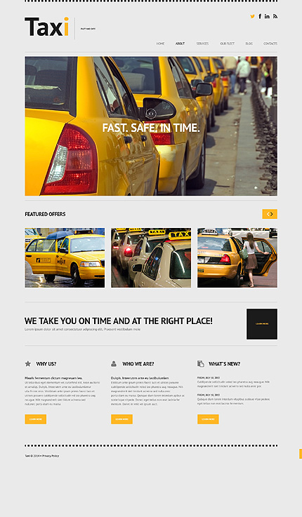 Kit Graphique #50615 Taxi Service Wordpress 3.x - WordPress main photoshop screenshot