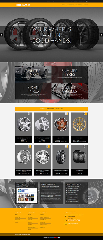 Kit Graphique #52940 Tires &amp; Prestashop Template - PrestaShop Main Page Screenshot