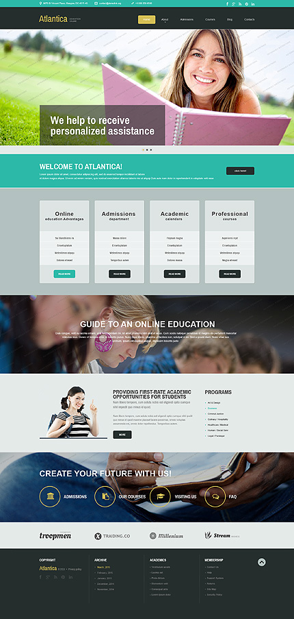 Kit Graphique #53168 Atlantica ducation Joomla 3 Templates - Joomla Main Page preview