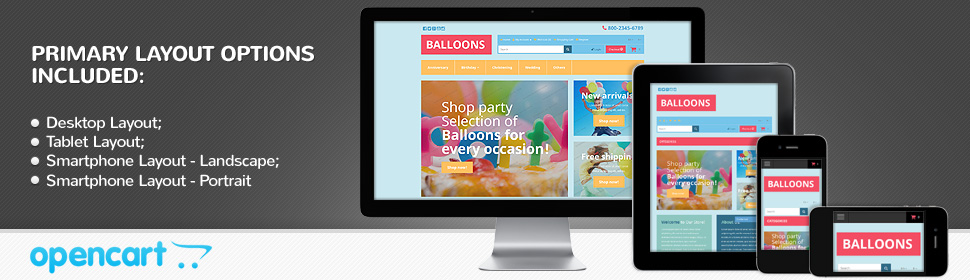Kit Graphique #53448 Balloons Get Opencart Template - Real Size Screenshot