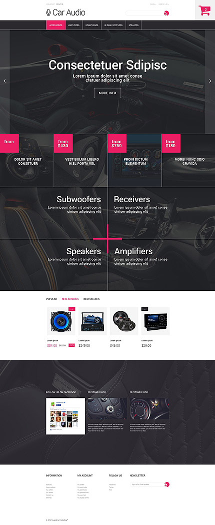 Kit Graphique #53686 Car Audio Prestashop Template - PrestaShop Main Page Screenshot