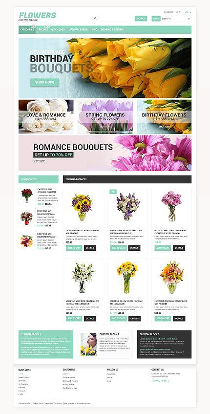 Kit Graphique #53757 Flower Online Zen-cart 1.5 - Zen-cart Main page preview