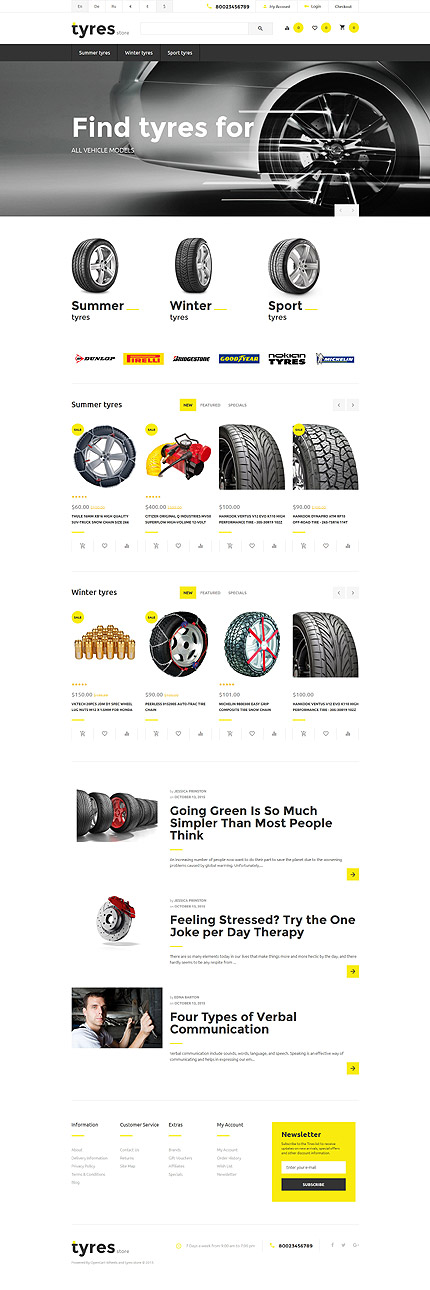 Kit Graphique #57718 Tyres Pneus Opencart Template - OpenCart Main Page