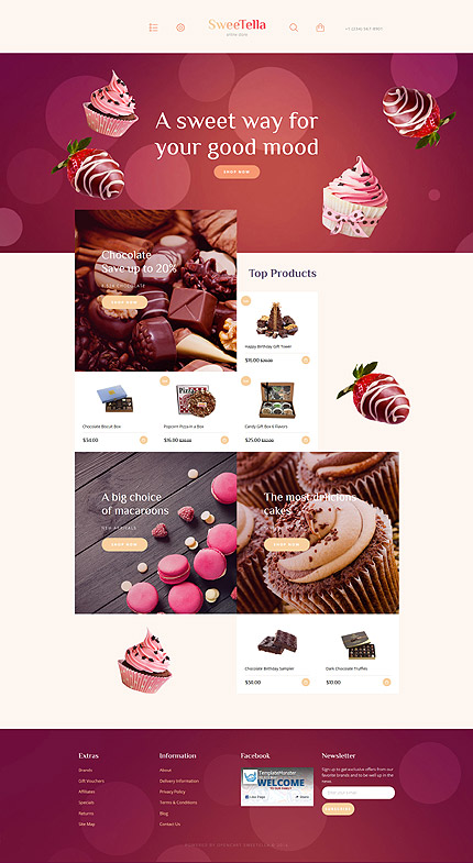 Kit Graphique #58576 Sweettella Bonbons Opencart Template - OpenCart Main Page