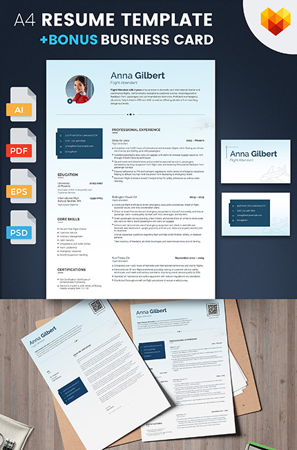 Kit Graphique #66436 Flight Attendant CV Moto CMS - Logo template Preview