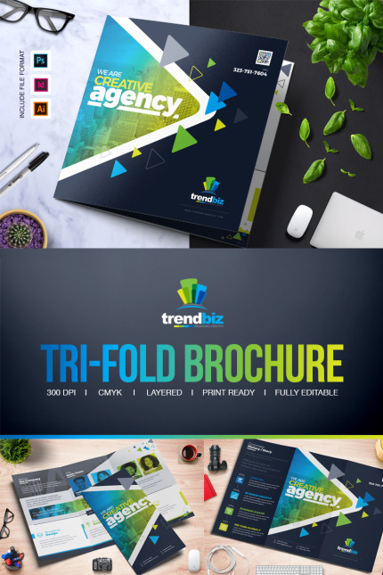 Kit Graphique #66923 Tri-fold Brochure Divers Modles Web - Logo template Preview