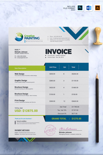 Kit Graphique #67497 Invoice Template Divers Modles Web - Logo template Preview