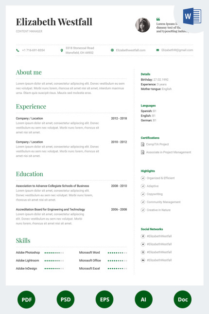 Kit Graphique #67880 Cv Resume Divers Modles Web - Logo template Preview