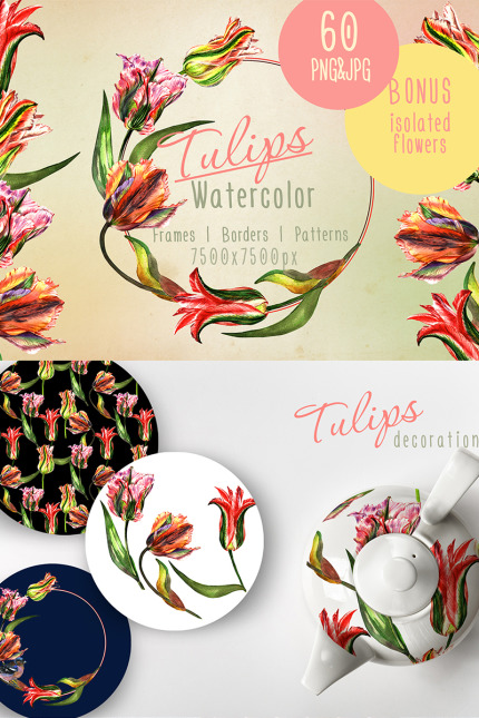 Kit Graphique #68590 Watercolor Tulipe Divers Modles Web - Logo template Preview