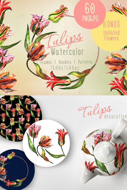 Kit Graphique #68590 Watercolor Tulipe Divers Modles Web - Logo template Preview