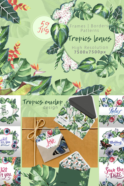 Kit Graphique #68740 Watercolor Tropic Divers Modles Web - Logo template Preview