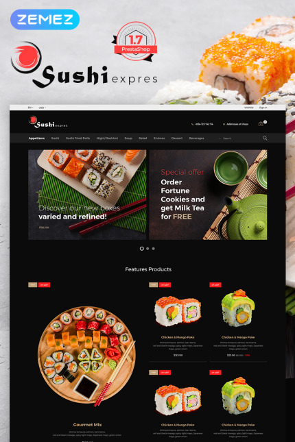 Kit Graphique #70691 Sushiexpress Restaurant Divers Modles Web - Logo template Preview