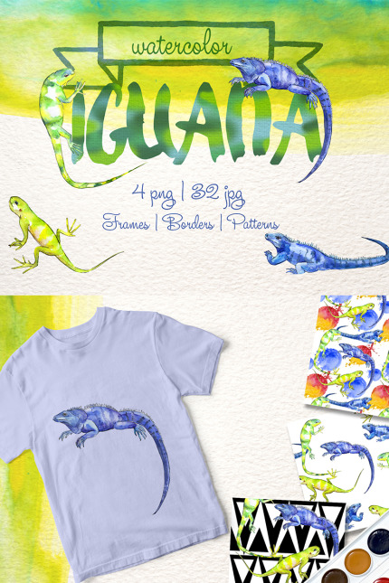 Kit Graphique #73346 Watercolor Iguana Divers Modles Web - Logo template Preview