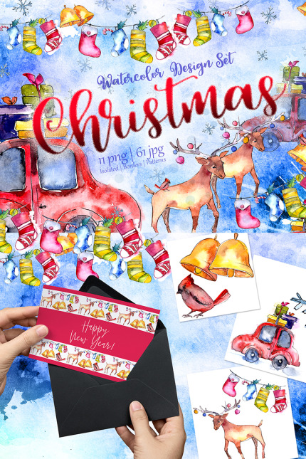 Kit Graphique #73596 Christmas Watercolor Divers Modles Web - Logo template Preview