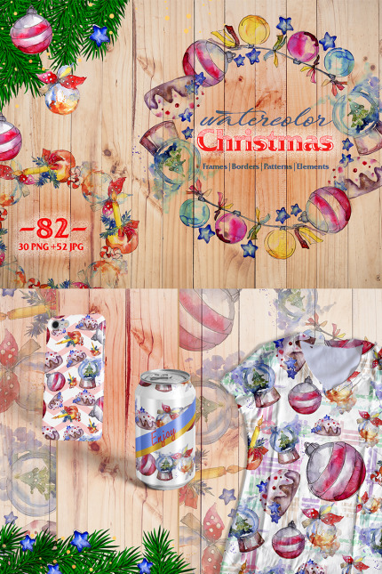 Kit Graphique #73605 Christmas Watercolor Divers Modles Web - Logo template Preview