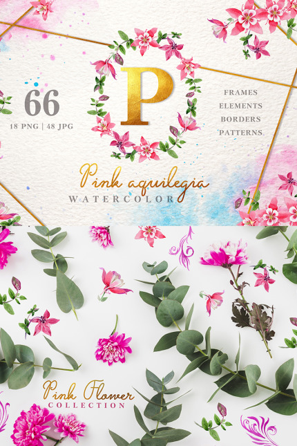 Kit Graphique #76252 Pink Aquilegia Divers Modles Web - Logo template Preview