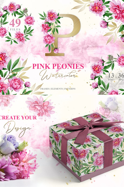Kit Graphique #76312 Pink Peonies Divers Modles Web - Logo template Preview