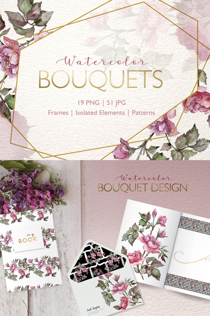 Kit Graphique #76314 Bouquets Watercolor Divers Modles Web - Logo template Preview