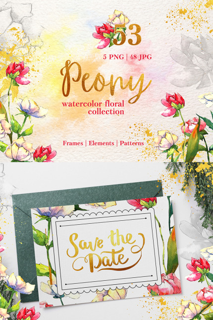 Kit Graphique #76338 Peony Watercolor Divers Modles Web - Logo template Preview