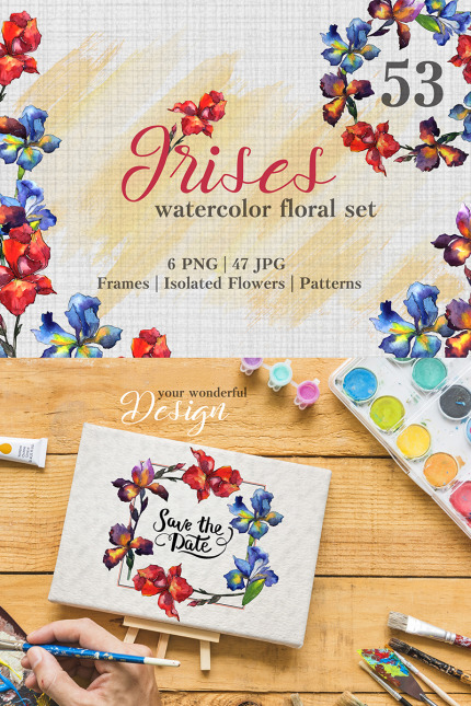 Kit Graphique #76340 Irises Watercolor Divers Modles Web - Logo template Preview