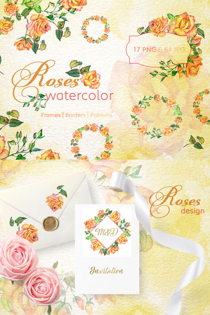 Kit Graphique #76364 Roses Watercolor Divers Modles Web - Logo template Preview