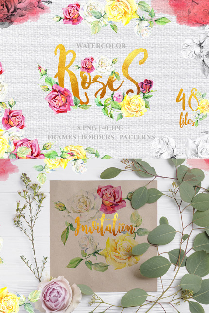 Kit Graphique #76424 Rose Watercolor Divers Modles Web - Logo template Preview