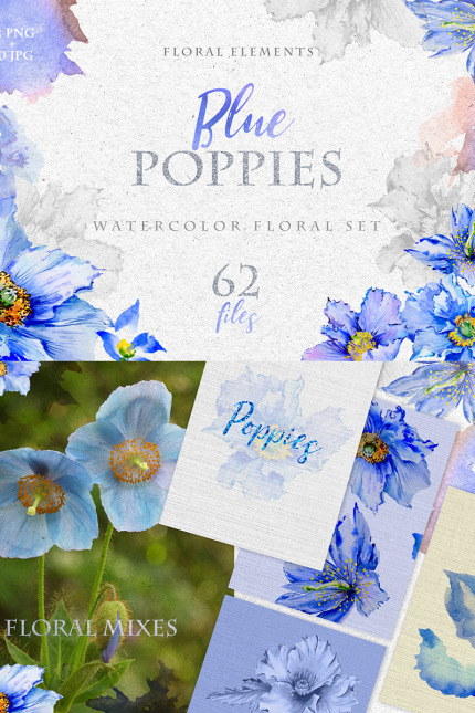 Kit Graphique #76433 Blue Poppies Divers Modles Web - Logo template Preview