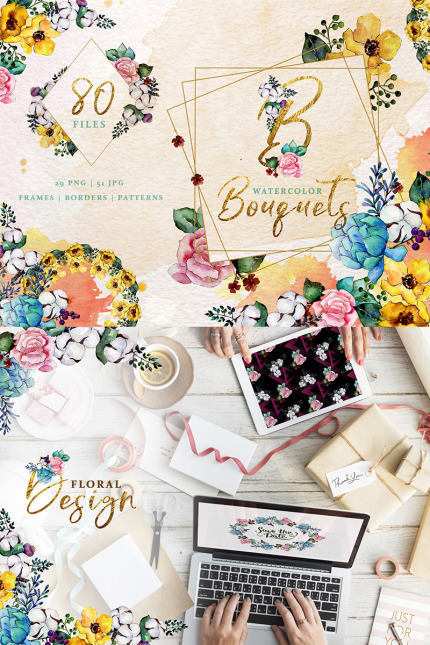 Kit Graphique #76510 Bouquets Jaune Divers Modles Web - Logo template Preview