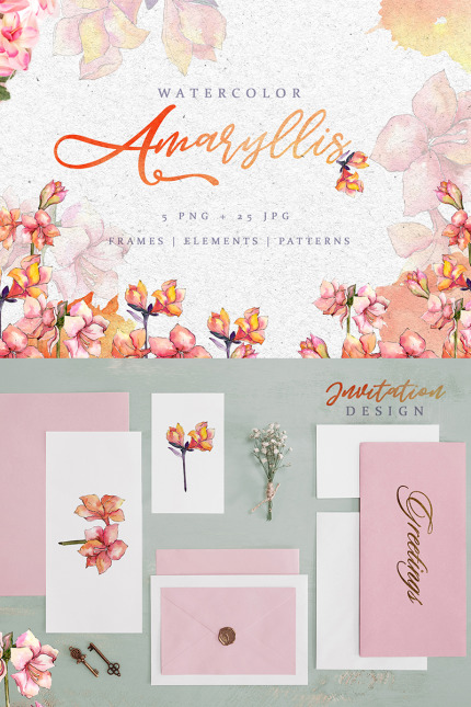 Kit Graphique #76544 Amaryllis Watercolor Divers Modles Web - Logo template Preview