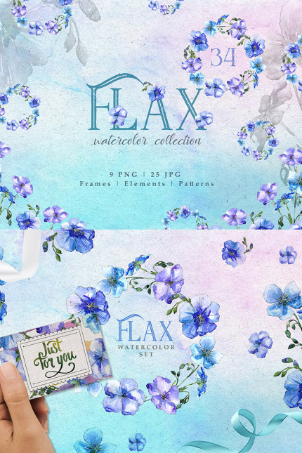 Kit Graphique #76549 Flax Watercolor Divers Modles Web - Logo template Preview