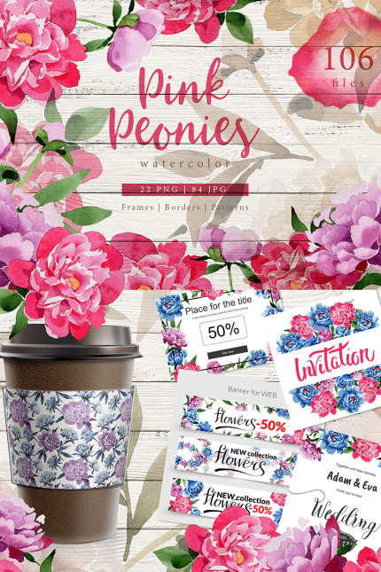 Kit Graphique #76594 Pink Peonies Divers Modles Web - Logo template Preview