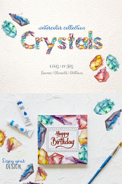 Kit Graphique #76654 Crystals Watercouleur Divers Modles Web - Logo template Preview