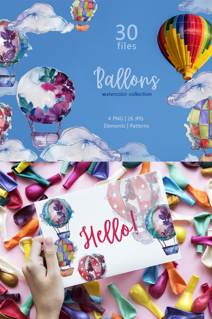 Kit Graphique #76673 Balloons Watercolor Divers Modles Web - Logo template Preview