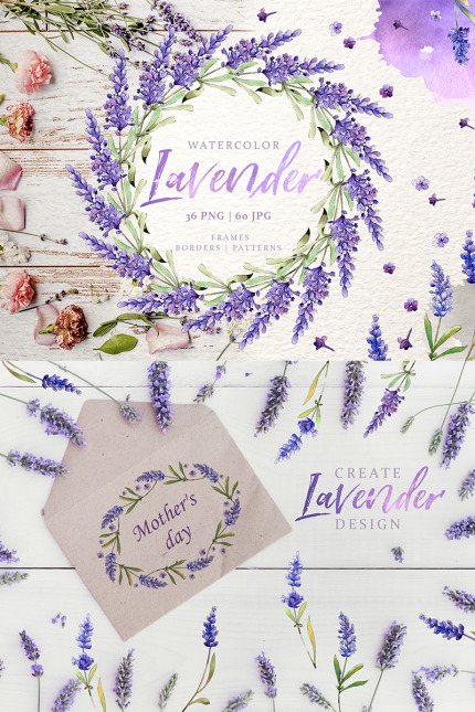 Kit Graphique #76687 Lavender Watercolor Divers Modles Web - Logo template Preview