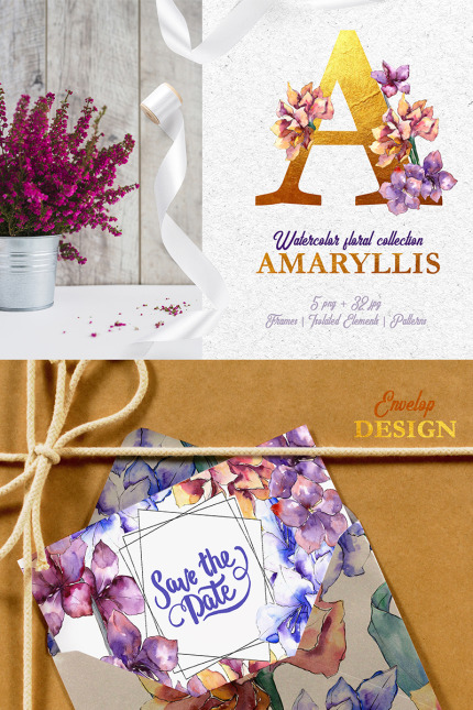Kit Graphique #76712 Amaryllis Watercolor Divers Modles Web - Logo template Preview