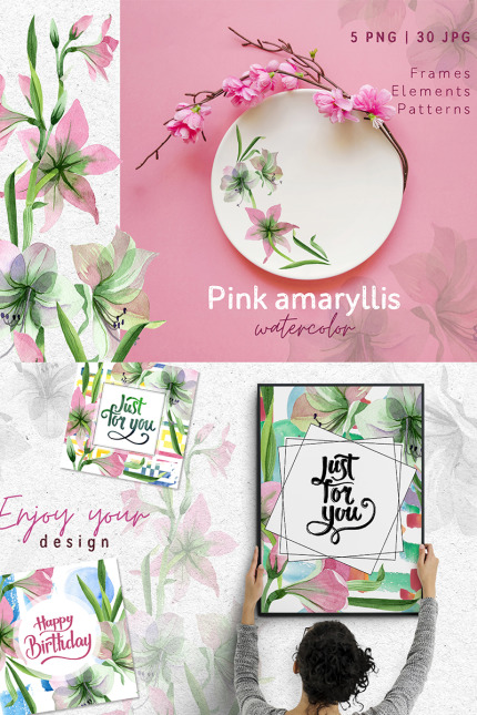 Kit Graphique #76724 Pink Amaryllis Divers Modles Web - Logo template Preview