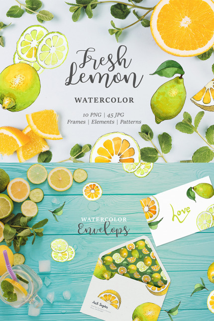 Kit Graphique #76727 Lemon Watercolor Divers Modles Web - Logo template Preview