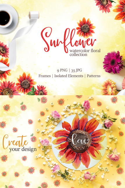 Kit Graphique #76735 Sunfleur Watercolor Divers Modles Web - Logo template Preview