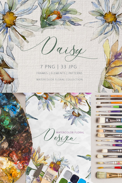 Kit Graphique #76741 Daisy Watercolor Divers Modles Web - Logo template Preview