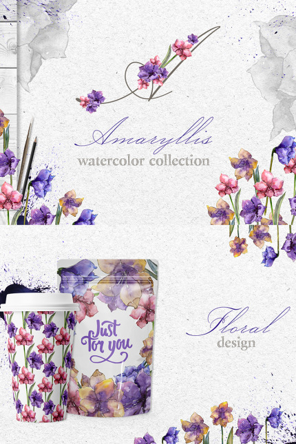 Kit Graphique #76787 Amaryllis Watercolor Divers Modles Web - Logo template Preview