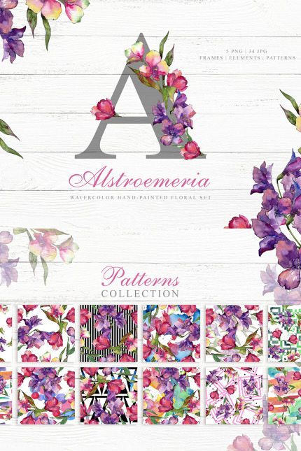 Kit Graphique #76811 Alstroemeria Watercolor Divers Modles Web - Logo template Preview