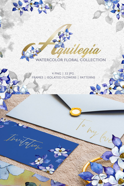 Kit Graphique #76894 Aquilegia Watercolor Divers Modles Web - Logo template Preview