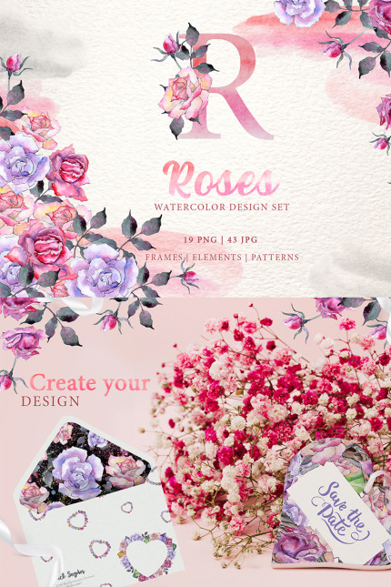 Kit Graphique #77216 Pink Roses Divers Modles Web - Logo template Preview