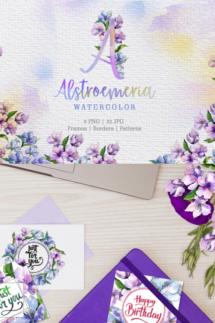 Kit Graphique #77225 Alstroemeria Violet Divers Modles Web - Logo template Preview