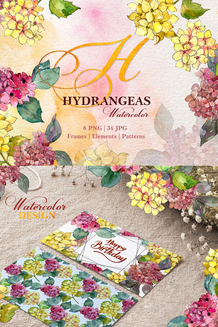 Kit Graphique #77550 Hydrangeas Yellow-pink Divers Modles Web - Logo template Preview