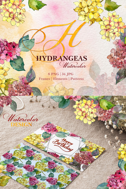 Kit Graphique #77550 Hydrangeas Yellow-pink Divers Modèles Web - Logo template Preview