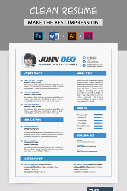 Kit Graphique #77917 Clean Resume Divers Modles Web - Logo template Preview